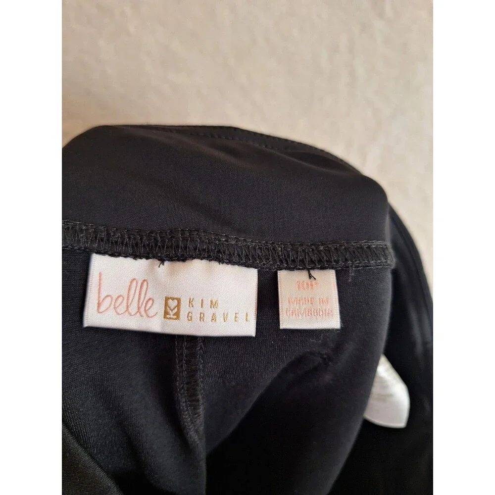 Belle Kim Gravel Petite Crop Ponte Pants Black Womens 10P Pull On Pockets